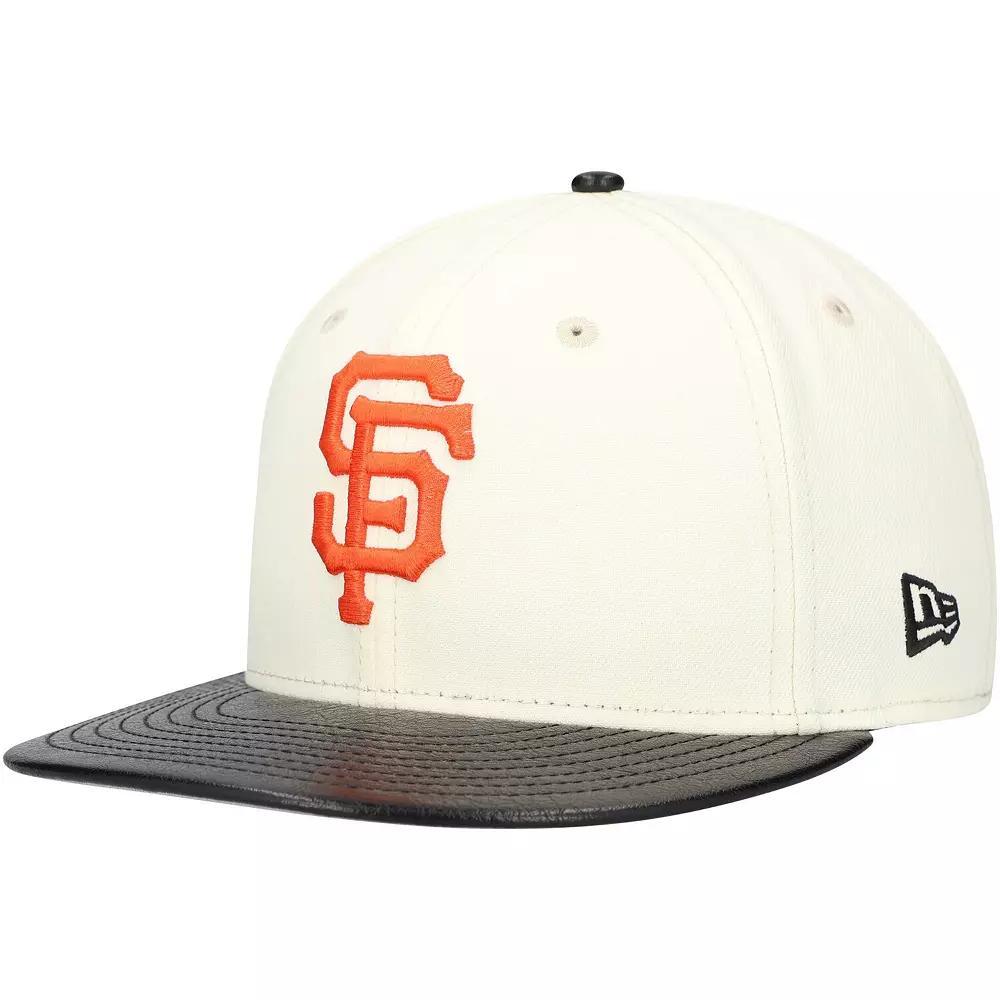 Men's New Era Cream San Francisco Giants Game Night Leather Visor 59FIFTY Fitted Hat, Size: 7 5/8, Beige Product Image