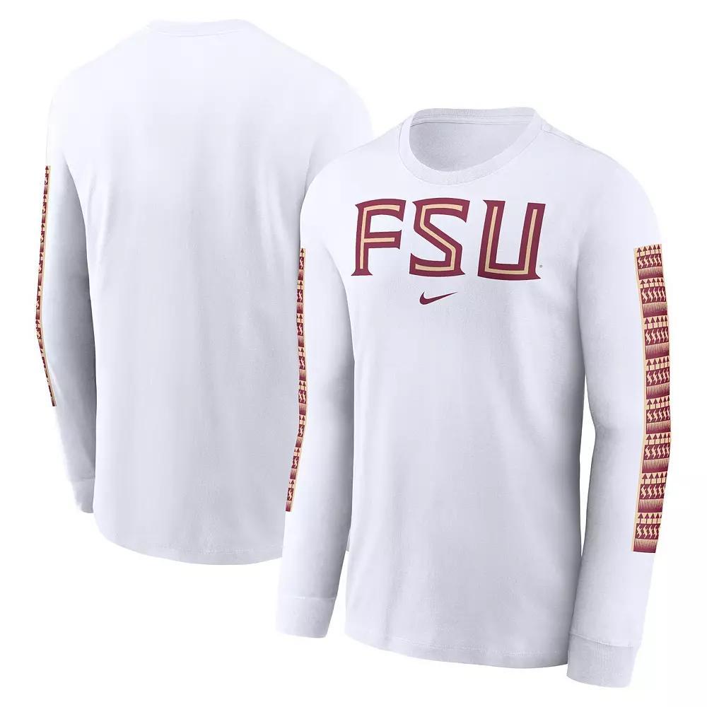 Men's Nike White Florida State Seminoles Local Spirit Slogan Long Sleeve T-Shirt, Size: Medium Product Image