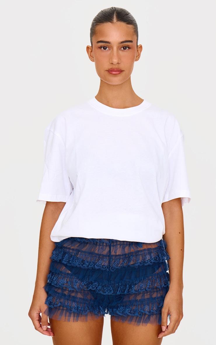 Navy Frill Mesh Bloomer Shorts Product Image