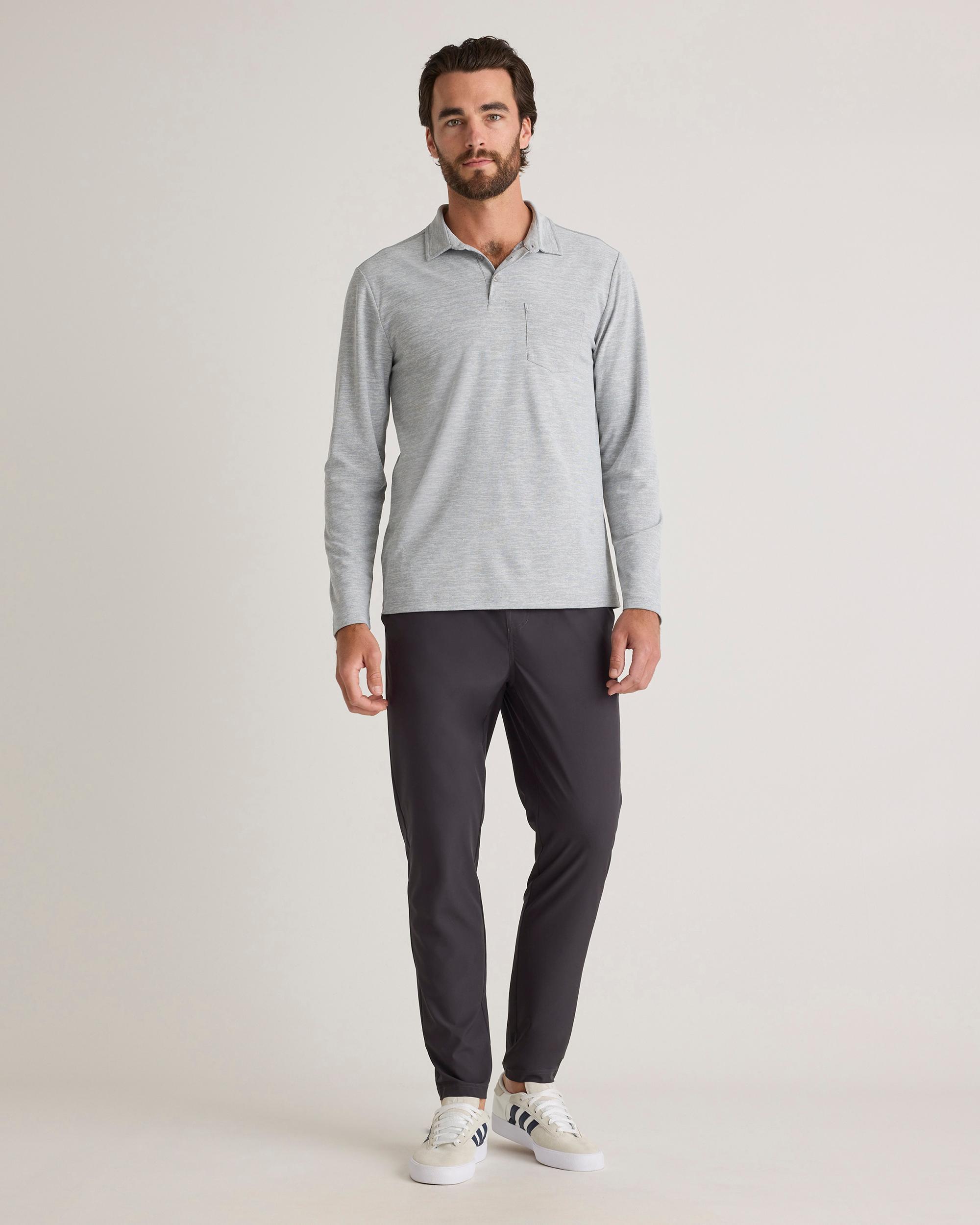 Quince | Men's ProPique Performance Long Sleeve Polo Recycled Polyester Product Image