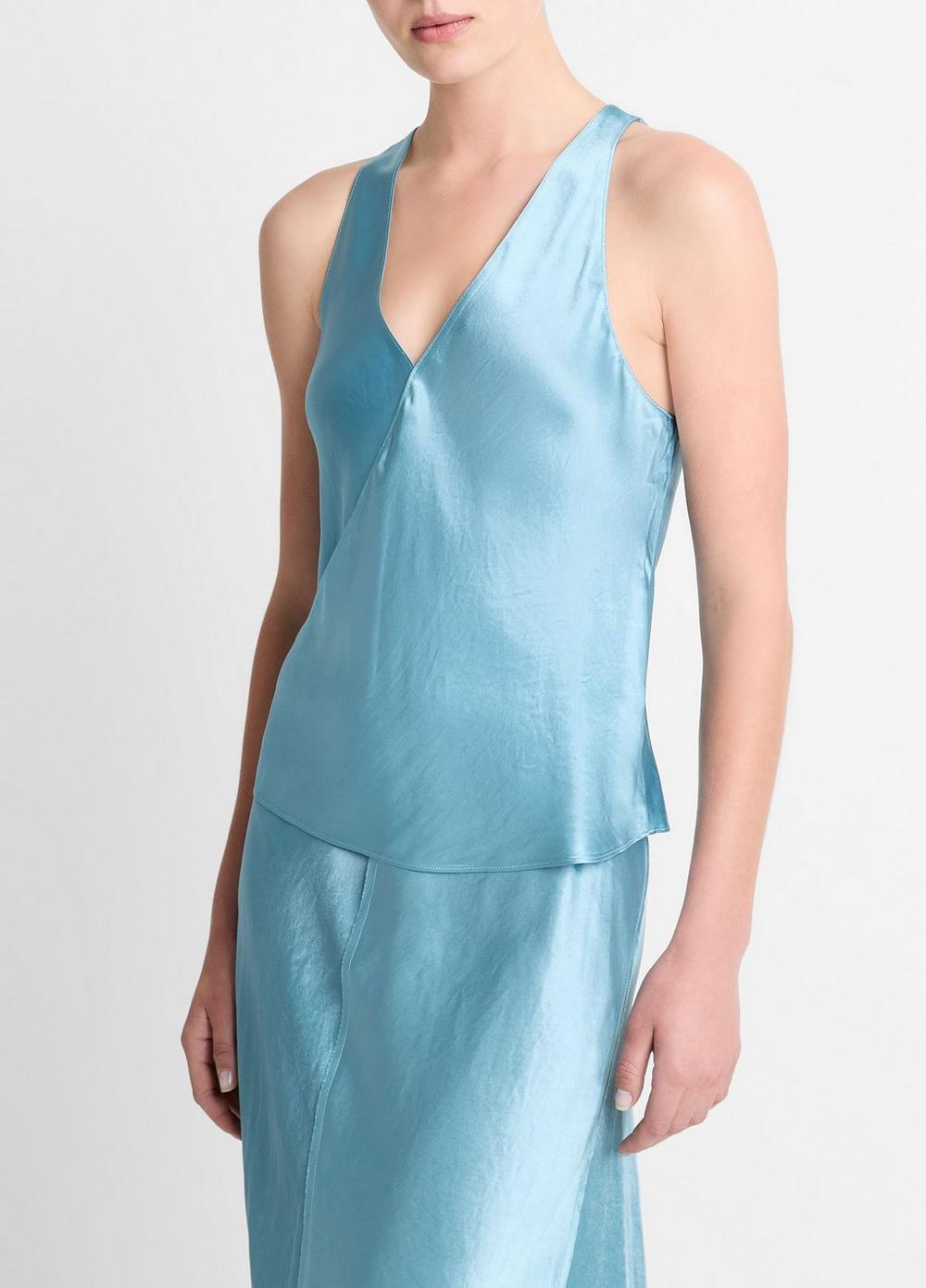 Womens Satin Crossover V-Neck Tank, Earthly, Size L Vince Product Image