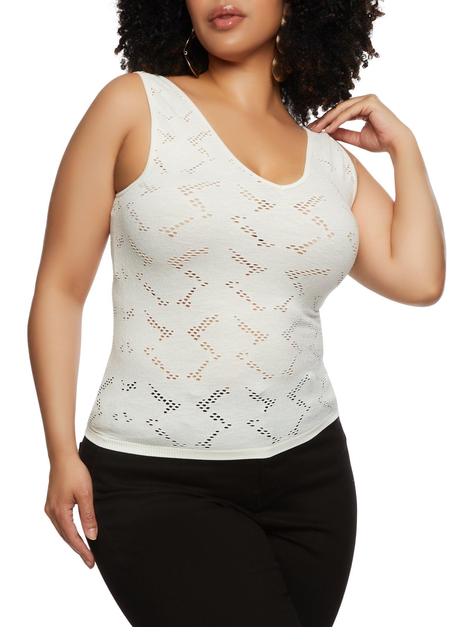 Womens Plus Size Laser Cut Seamless Tank Top Product Image
