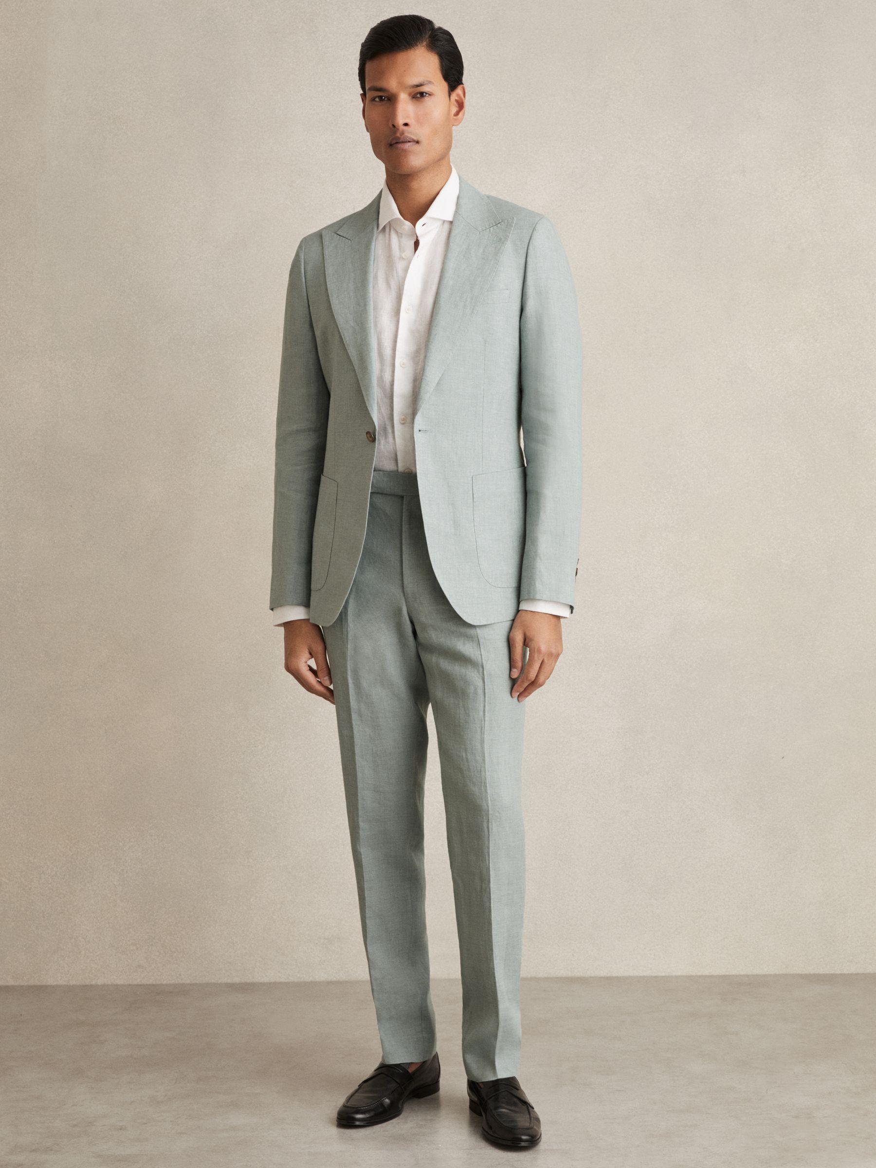 Regular-Fit Double-Breasted Sharkskin Wool-Blend Suit Blazer in Charcoal Grey Product Image
