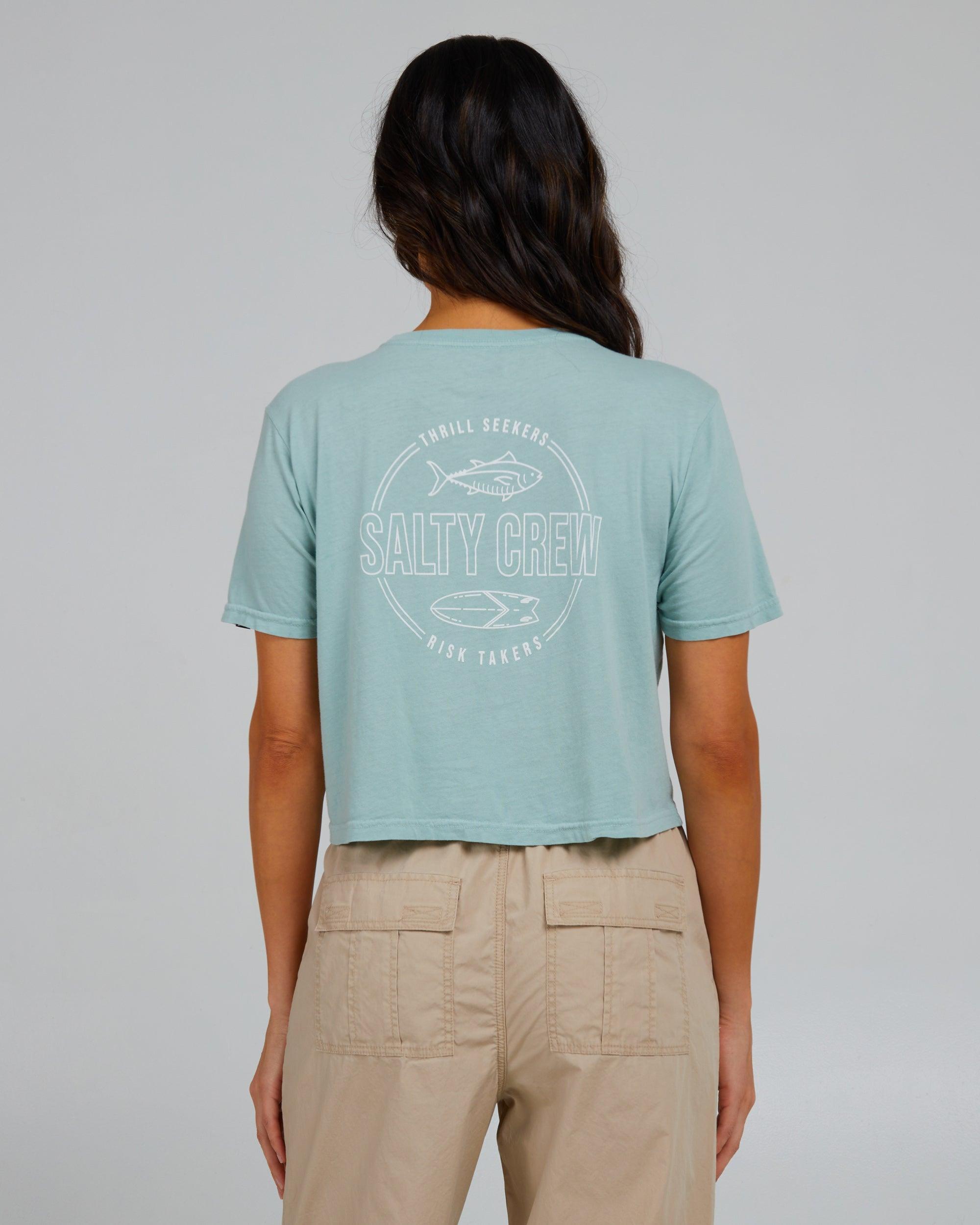 Outlined Crop Tee - Cloud Blue Female Product Image