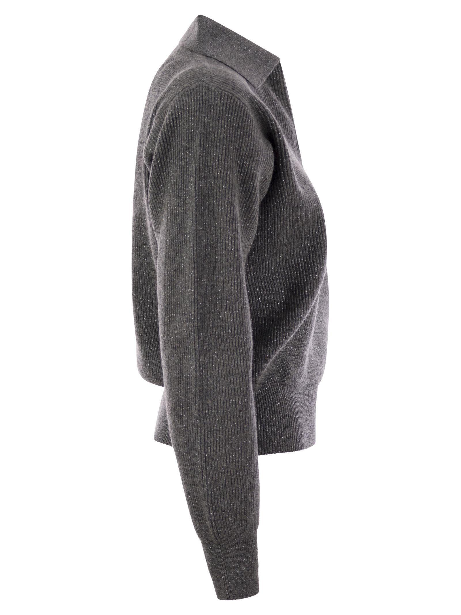 FABIANA FILIPPI Ribbed Knit With Polo Neck In Grey Product Image