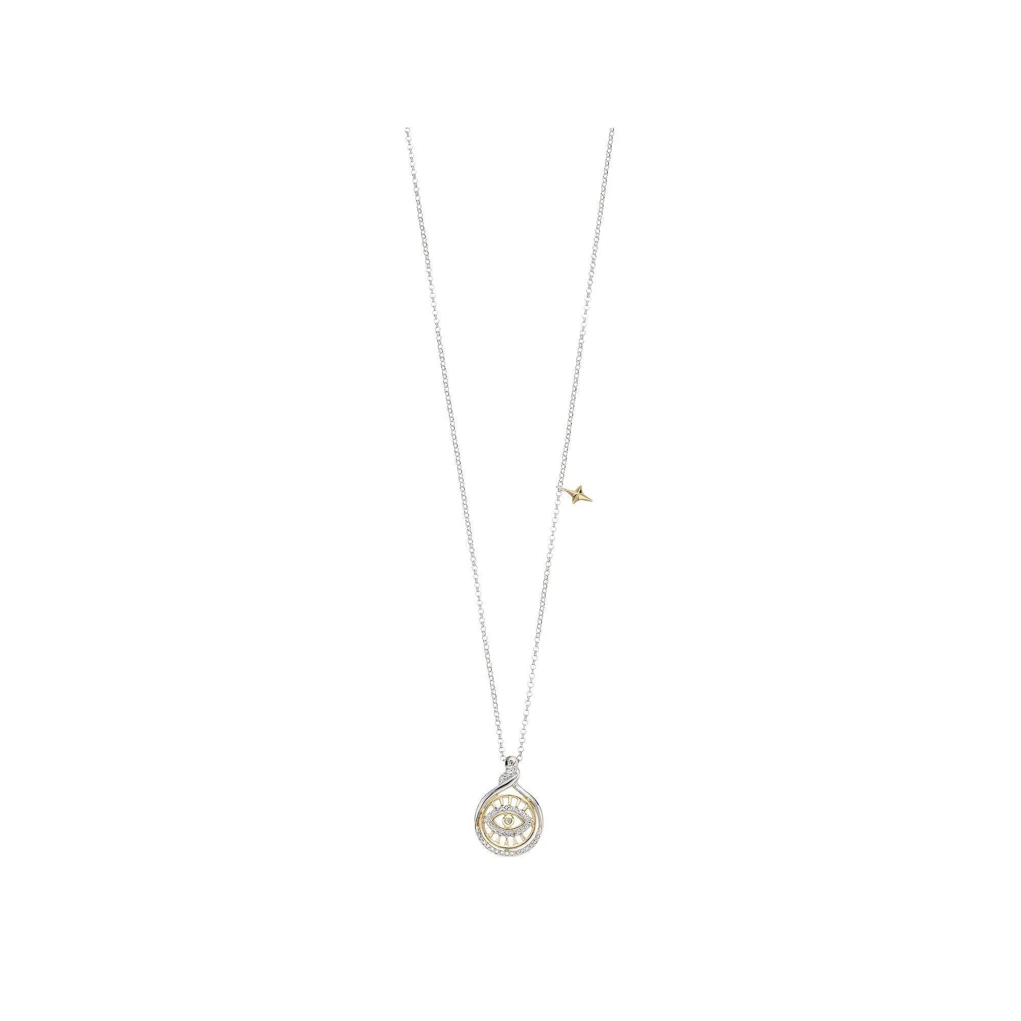 14K Yellow Gold Plated 1/10 Carat T.W. Diamond Pendant Necklace, Women's, Size: 18", Two Tone Product Image