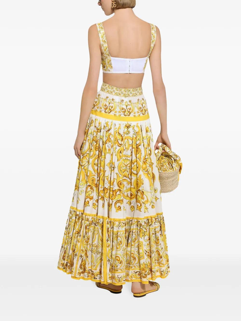 Majolica-print pleated maxi skirt Product Image