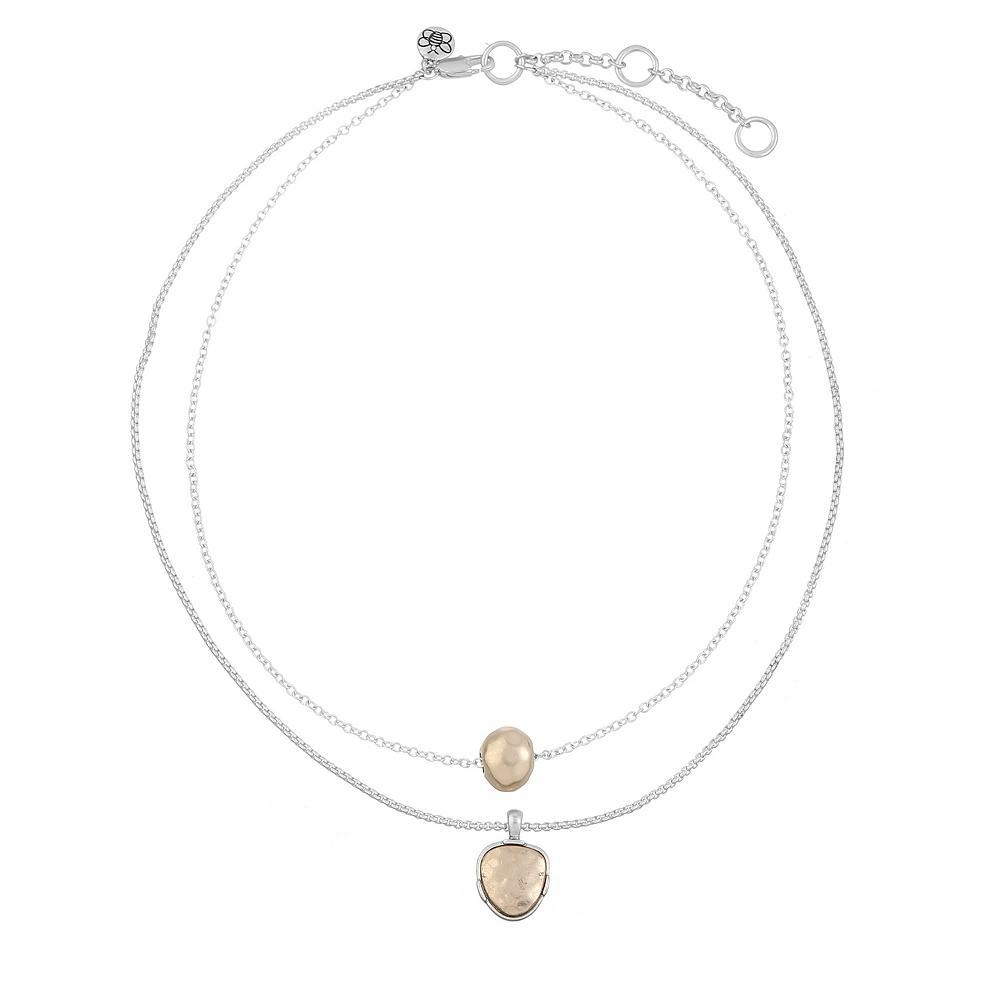 Bella Uno Worn Two-Tone Multi-strand Ball & Disc Pendant Necklace, Women's, Size: 18/20+3", Two Tone Product Image