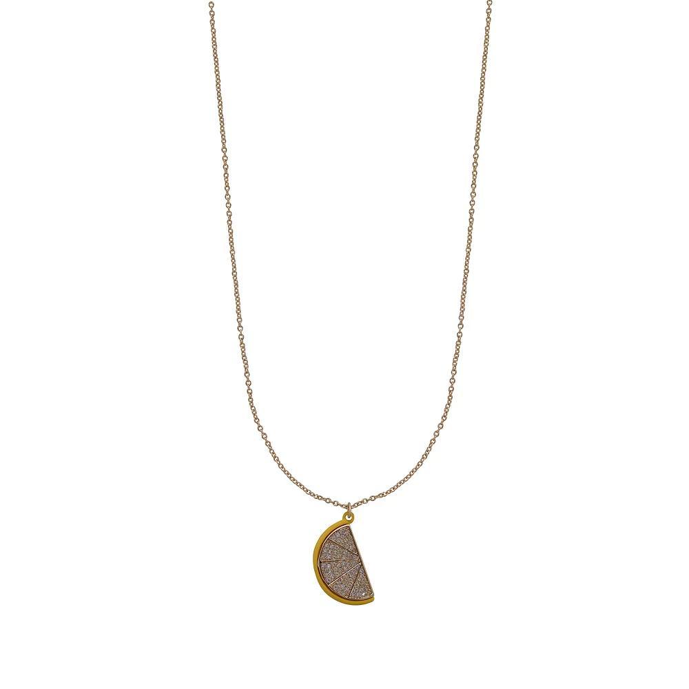 Cubic Zirconia Lemon Wedge Pendant Necklace, Women's, Gold Tone Yellow Product Image