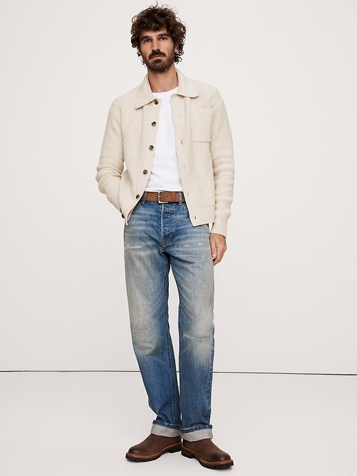 Ribbed Bouclé Polo Cardigan Product Image