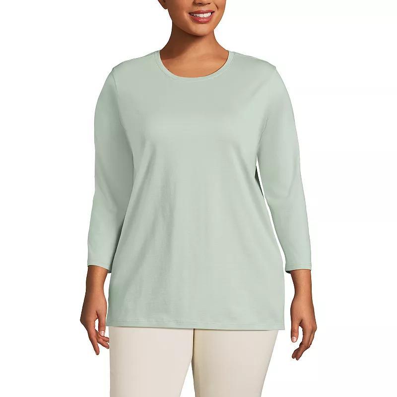 Plus Size Lands' End Supima Cotton Relaxed Fit Crewneck Tunic, Women's, Size: 3XL, Soft Orchid Stripe Product Image