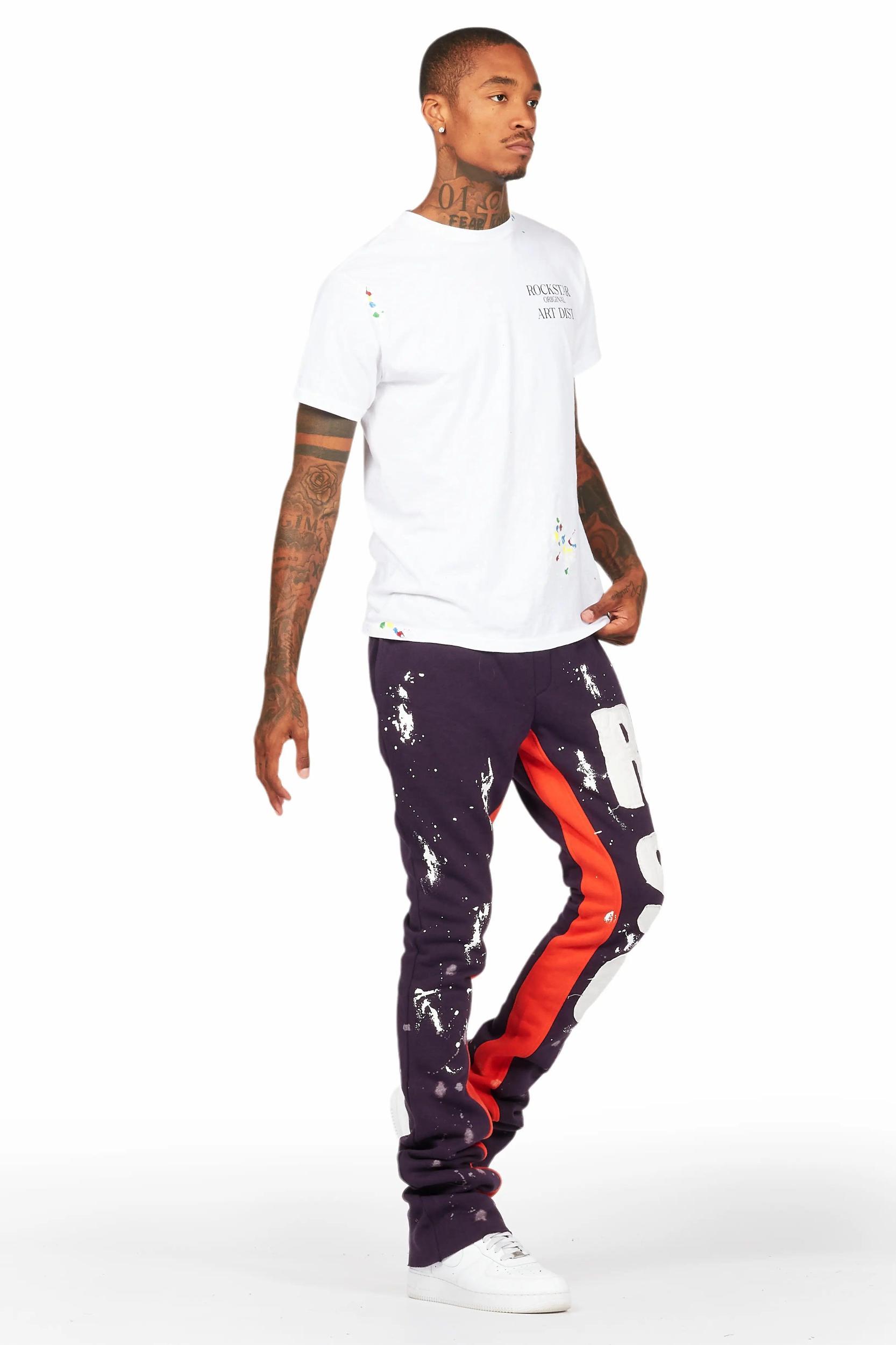Tanko Purple Patchwork Stacked Flare Track Pant Male Product Image