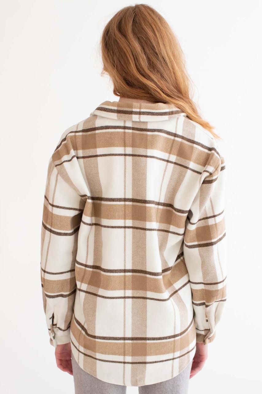 Mocha Brushed Plaid Jacket Product Image