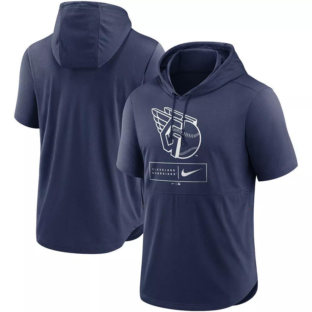 Men's Nike Navy Cleveland Guardians Lockup Performance Short Sleeve Lightweight Hooded Top, Size: Small, Grd Blue Product Image