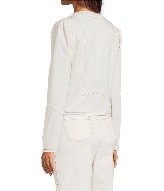 KARL LAGERFELD PARIS Coordinating Round Neck Long Sleeve Contrast Trim Cropped Jacket Product Image