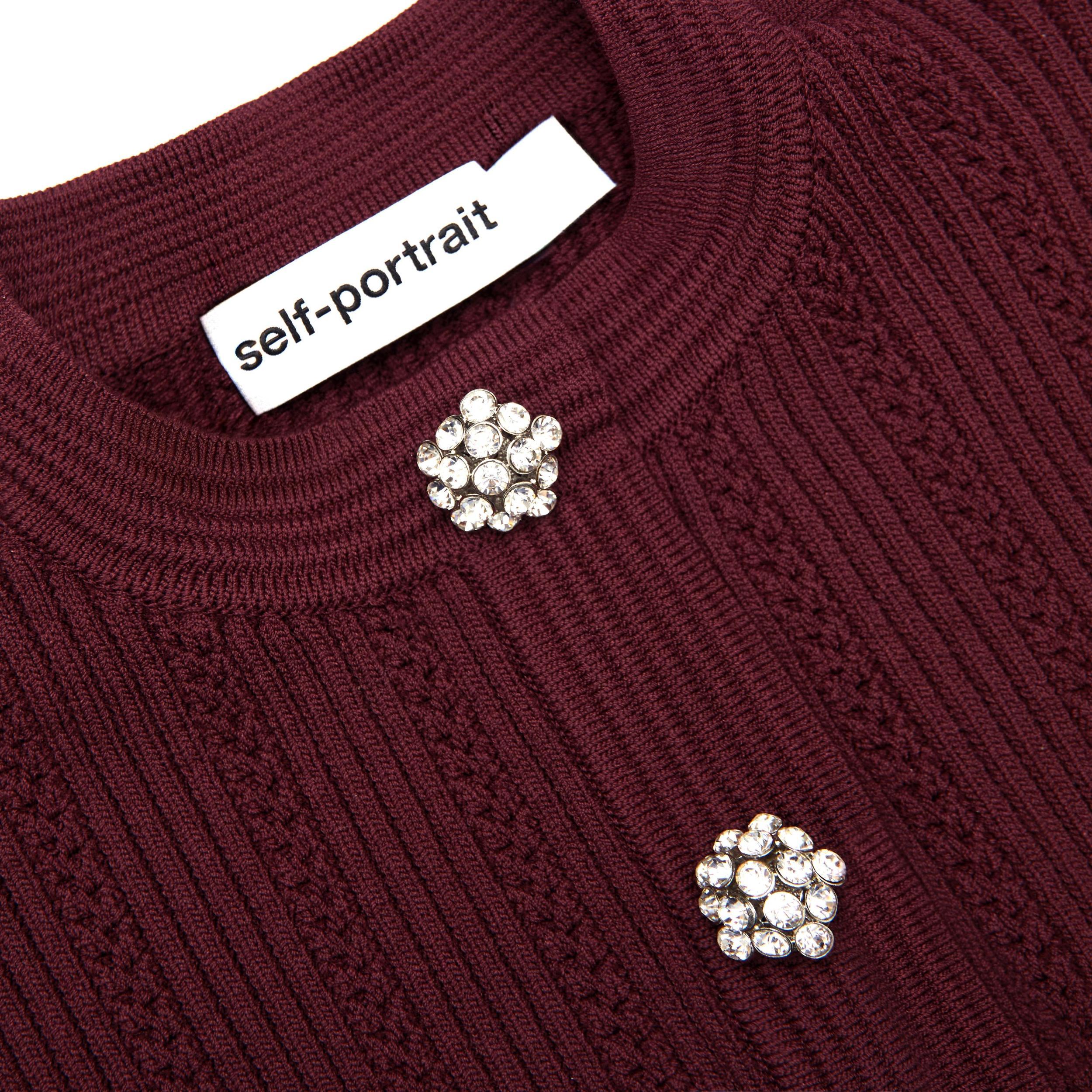 Burgundy Pointelle Knit Midi Dress Product Image