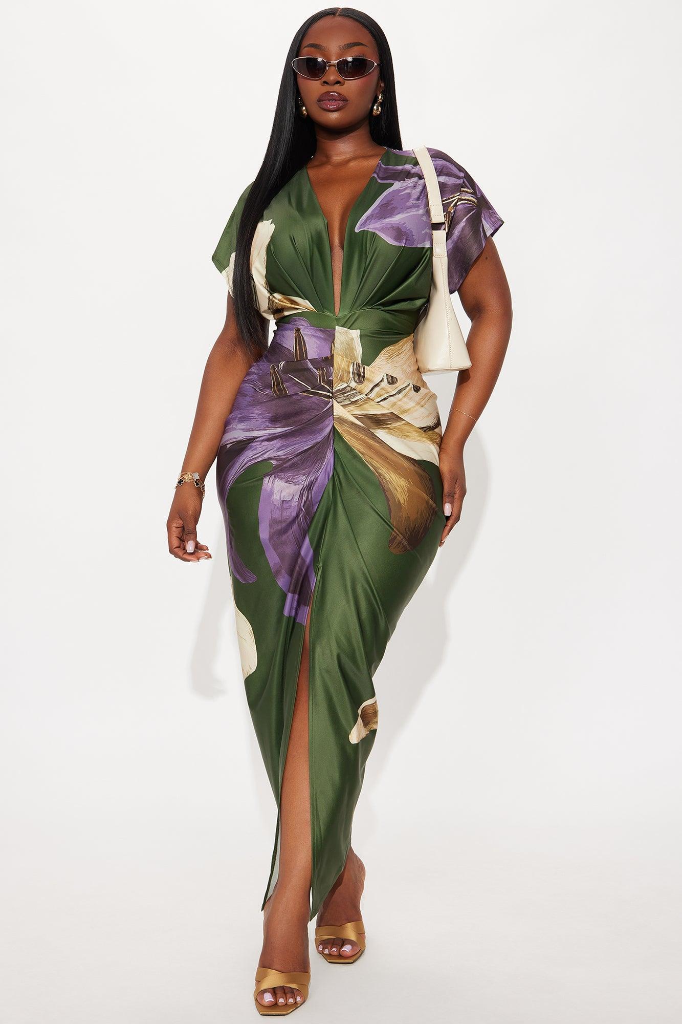 Kamryn Short Sleeve Maxi Dress - Olive/combo Product Image