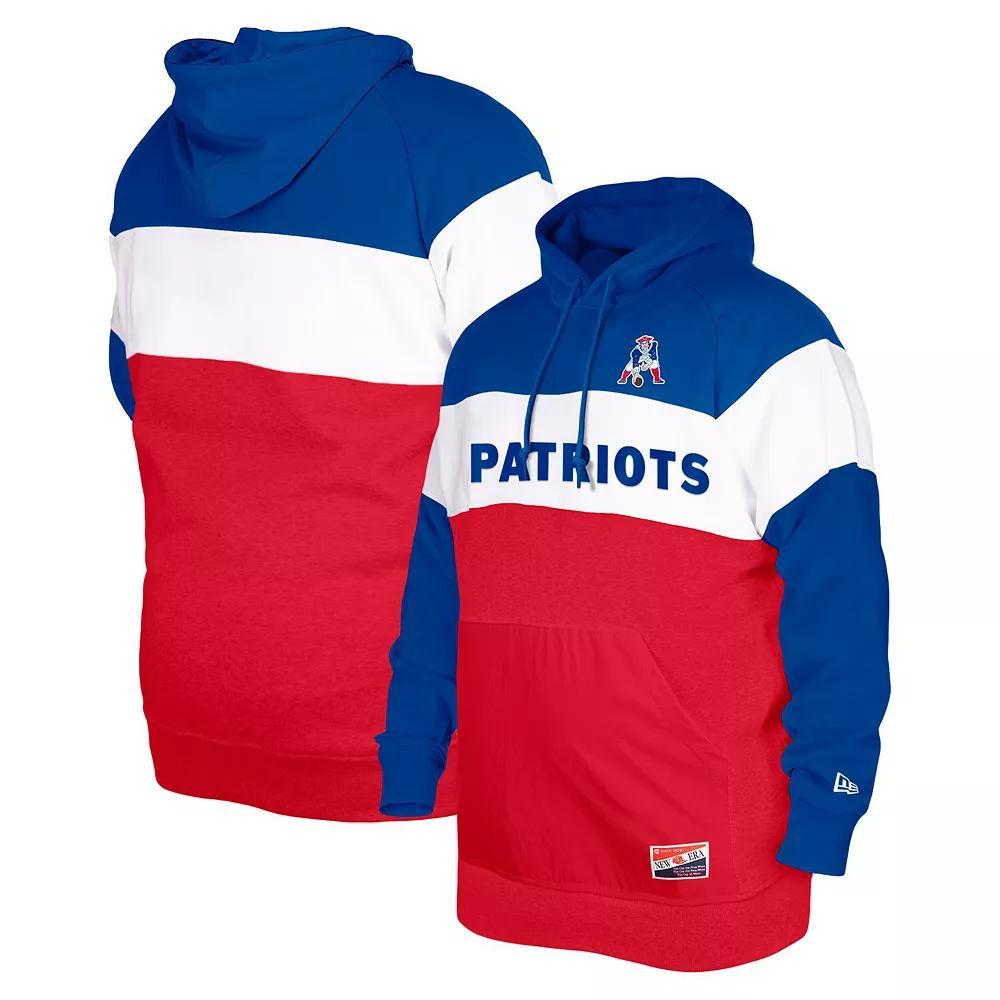 Men's New Era Royal New England Patriots Big & Tall Throwback Colorblock Pullover Hoodie, Size: 4XB, Blue Product Image