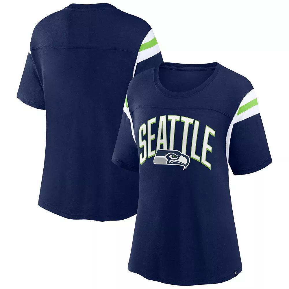 Women's Fanatics Branded College Navy Seattle Seahawks Earned Stripes T-Shirt, Size: XS, Blue Product Image