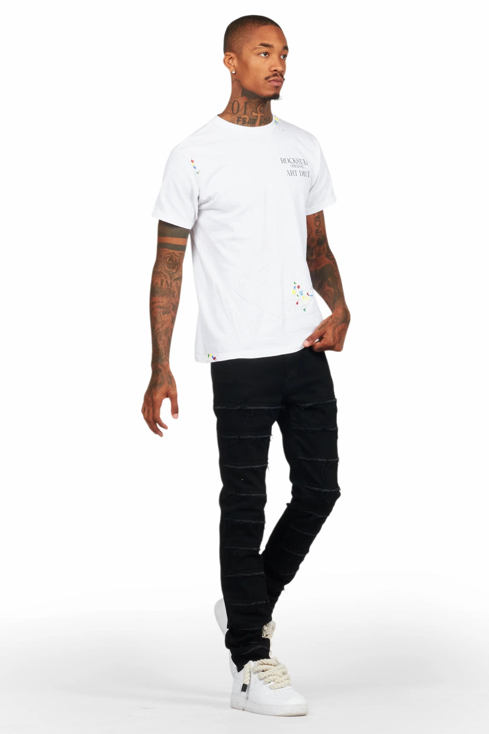 Waylon Jet Black  Frayed Slim Fit Jean Male Product Image