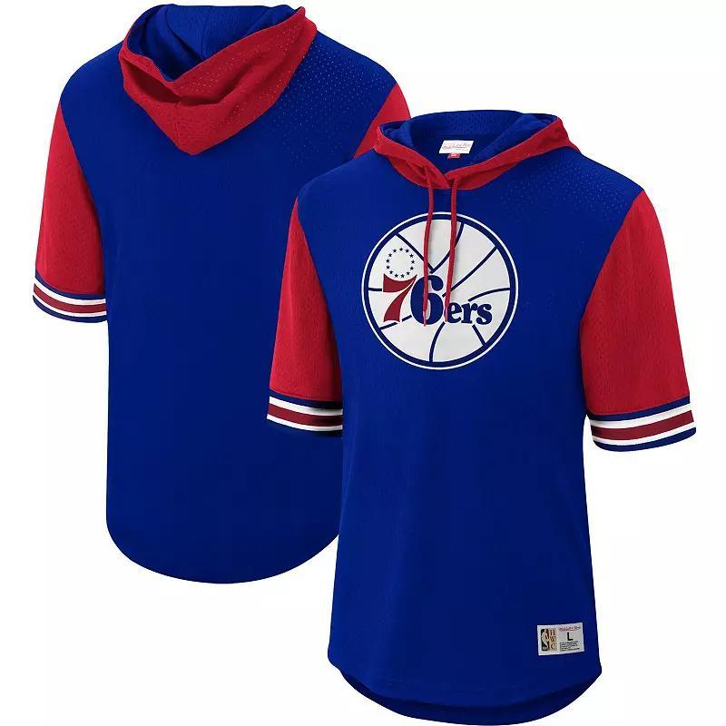 Men's Mitchell & Ness Royal Philadelphia 76ers Hardwood Classics Buzzer Beater Mesh Pullover Hoodie, Size: Medium, 76r Blue Product Image