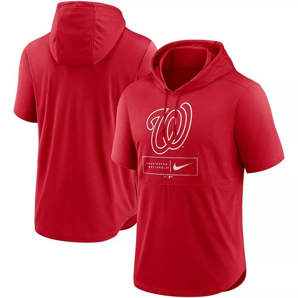 Men's Nike Red Washington Nationals Lockup Performance Short Sleeve Lightweight Hooded Top, Size: 2XL Product Image