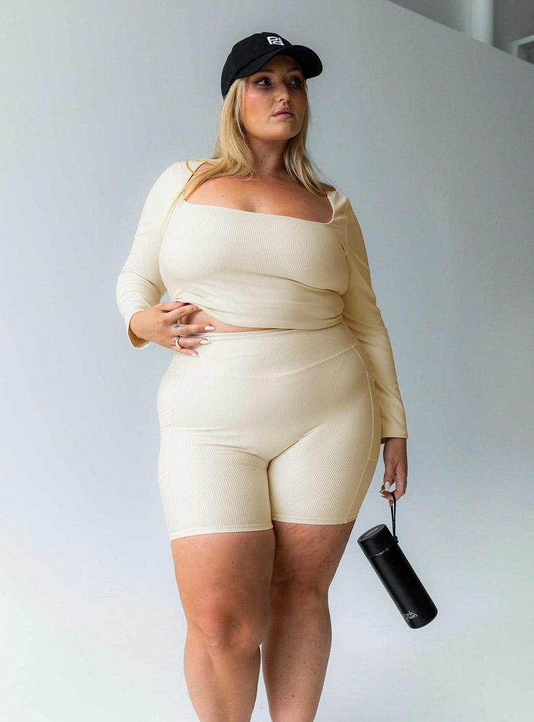 Power Activewear Rib Shorts Latte Curve Product Image