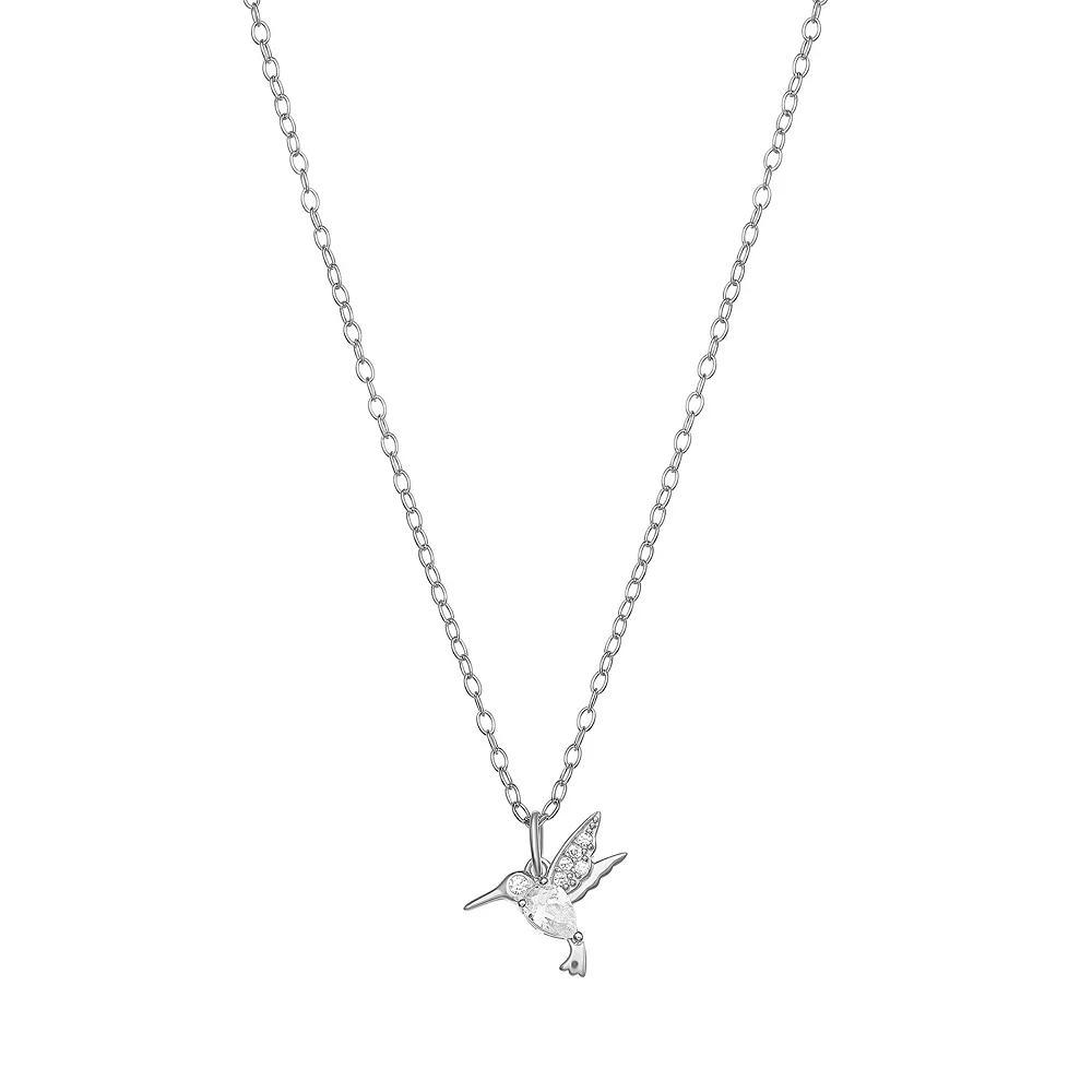 PRIMROSE Sterling Silver Pear & Round Cubic Zirconia Hummingbird Pendant Necklace, Women's, Size: 18" Product Image
