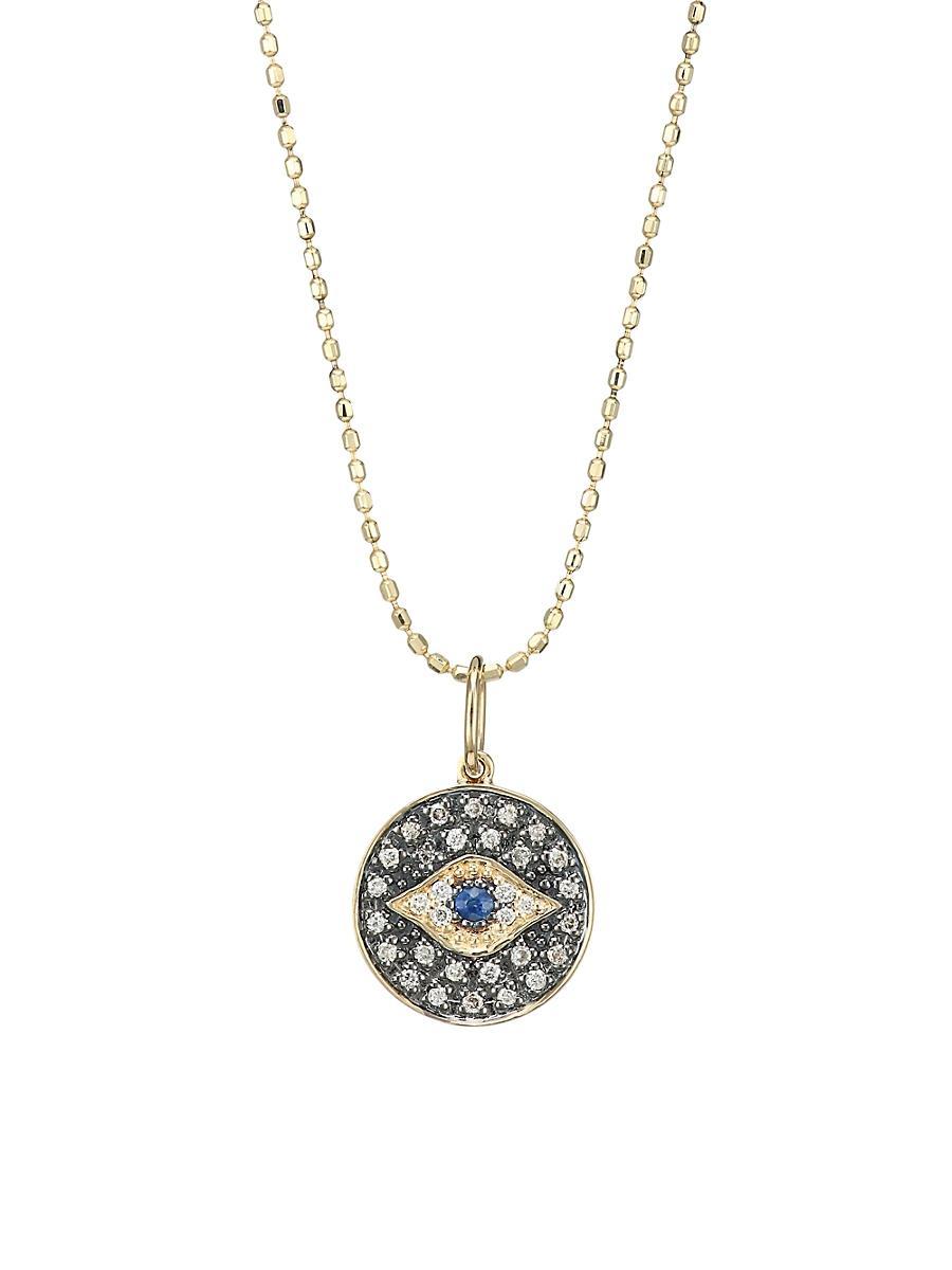 Small Diamond Evil Eye Medallion Necklace Product Image