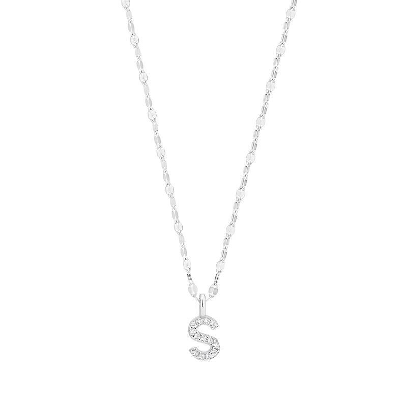 Judy Crowell Sterling Silver Cubic Zirconia Pave Mirror Chain Initial Necklace, Women's, Size: 18" Product Image