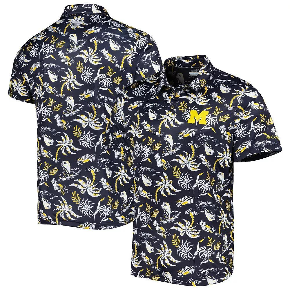 Men's Columbia Navy Michigan Wolverines Super Terminal Tackle Omni-Shade Polo, Size: Small, Blue Product Image