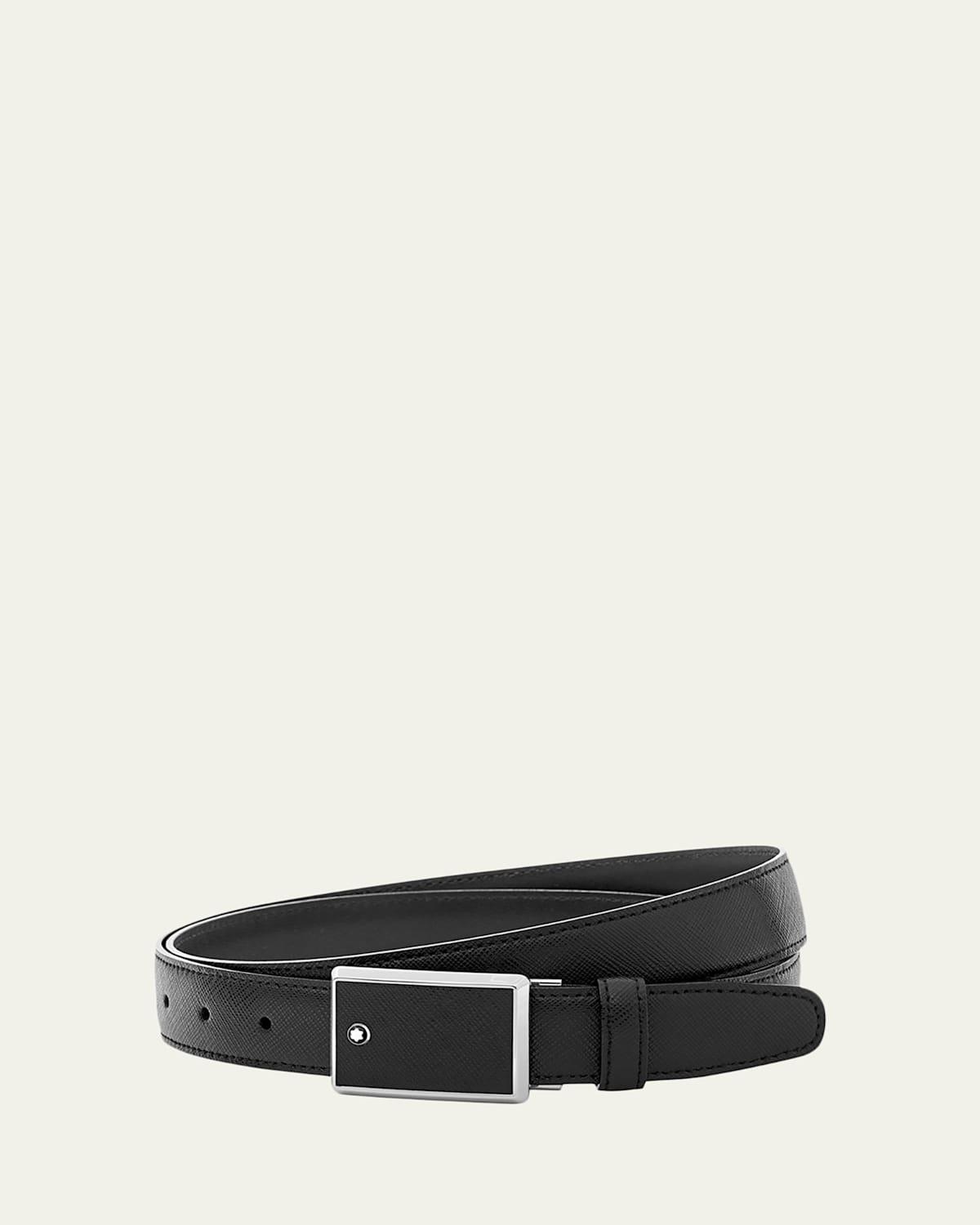 Mens Rectangle-Buckle Leather Belt Product Image