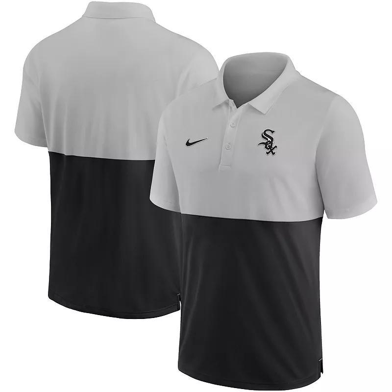 Men's Nike Silver/Black Chicago White Sox Team Baseline Striped Performance Polo, Size: XL Product Image
