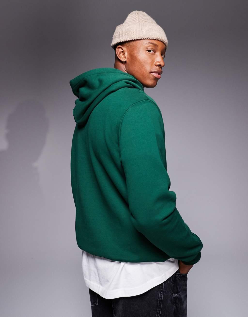Polo Ralph Lauren holiday bear print fleece hoodie in dark green Product Image
