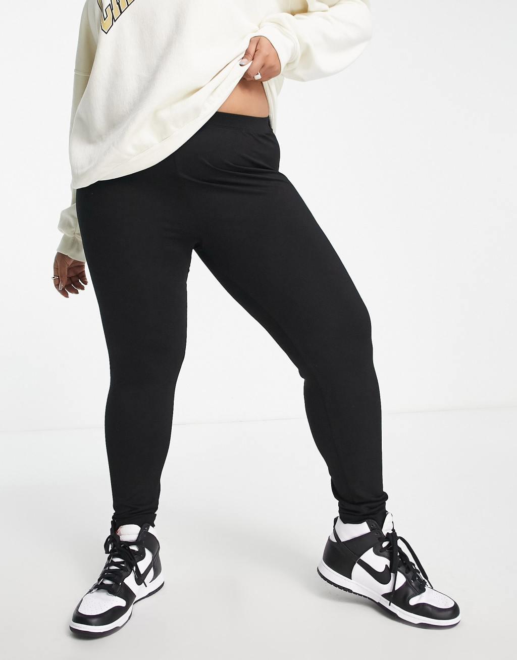 ASOS DESIGN Curve 2 pack leggings in black Product Image