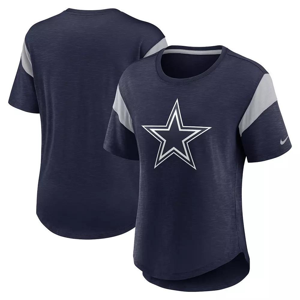 Women's Nike Heather Navy Dallas Cowboys Primary Logo Fashion Top, Size: Small, Blue Product Image