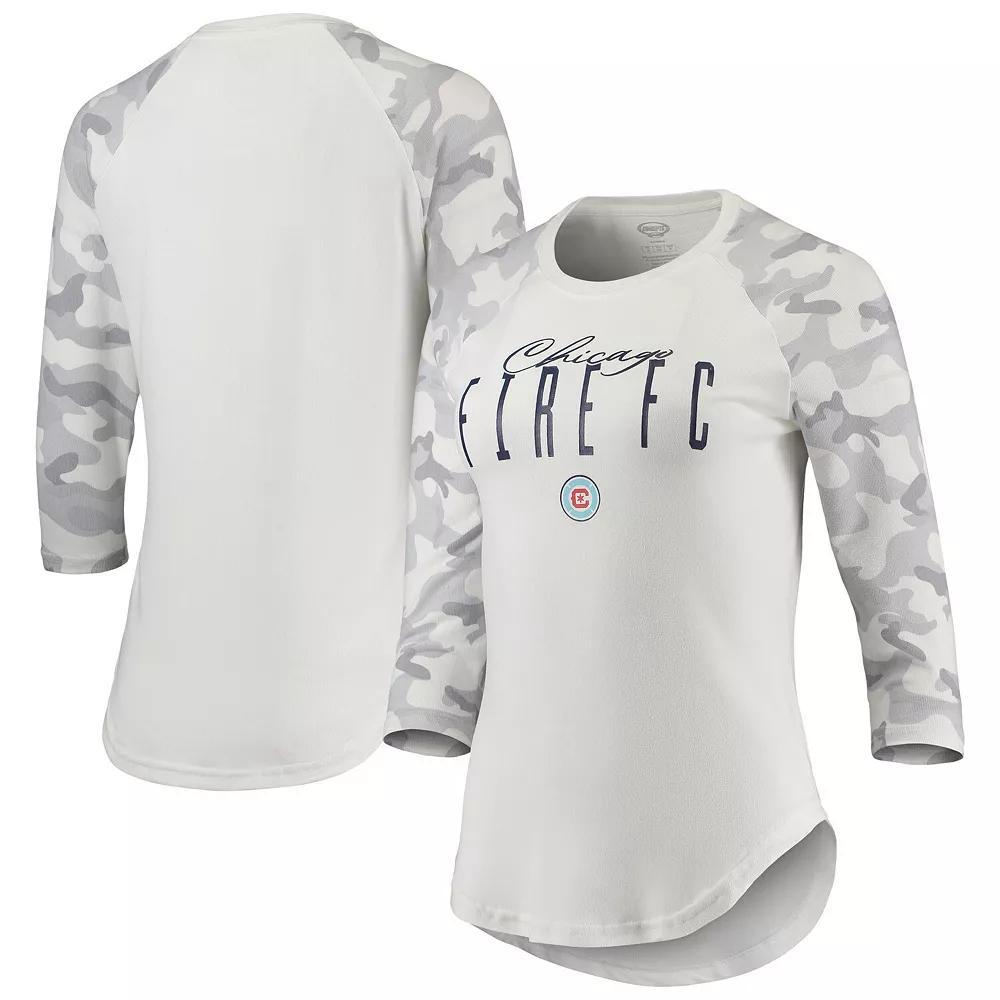 Women's Concepts Sport Cream/Gray Chicago Fire Composite 3/4-Sleeve Raglan Top, Size: Medium, Cfs Beige Product Image
