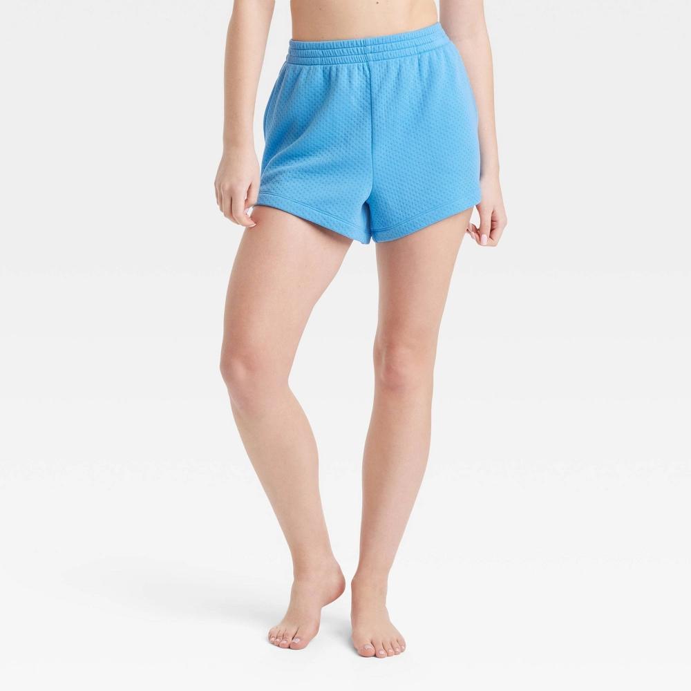 Womens Pointelle Lounge Shorts - Colsie Blue M: Recycled Polyester, Rayon, Heavyweight Jacquard Knit, Mid Rise, Side Pocket Product Image