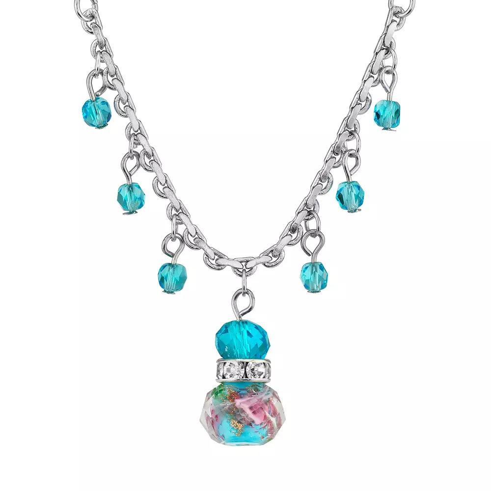 1928 Flower Beaded Drop Necklace, Womens, Blue Product Image