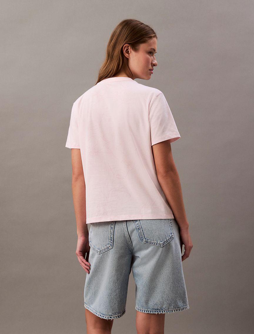 Calvin Klein Women's Floral Outline Graphic Classic T-Shirt - Pink - XS Product Image