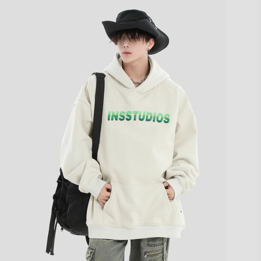 Couple Matching Lettering Loose Fit Hoodie Product Image