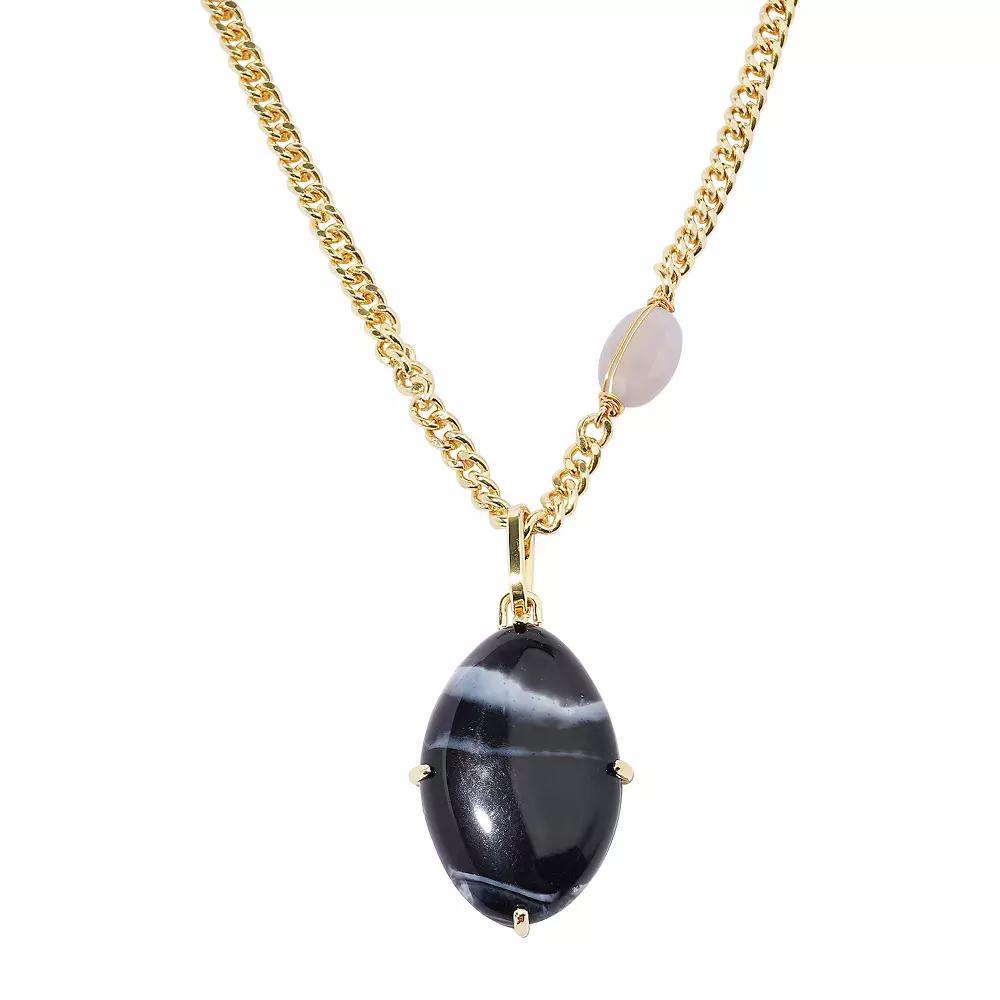 Sonoma Goods For Life Silver Tone Chain Teardrop Pendant Necklace, Womens, Black Product Image