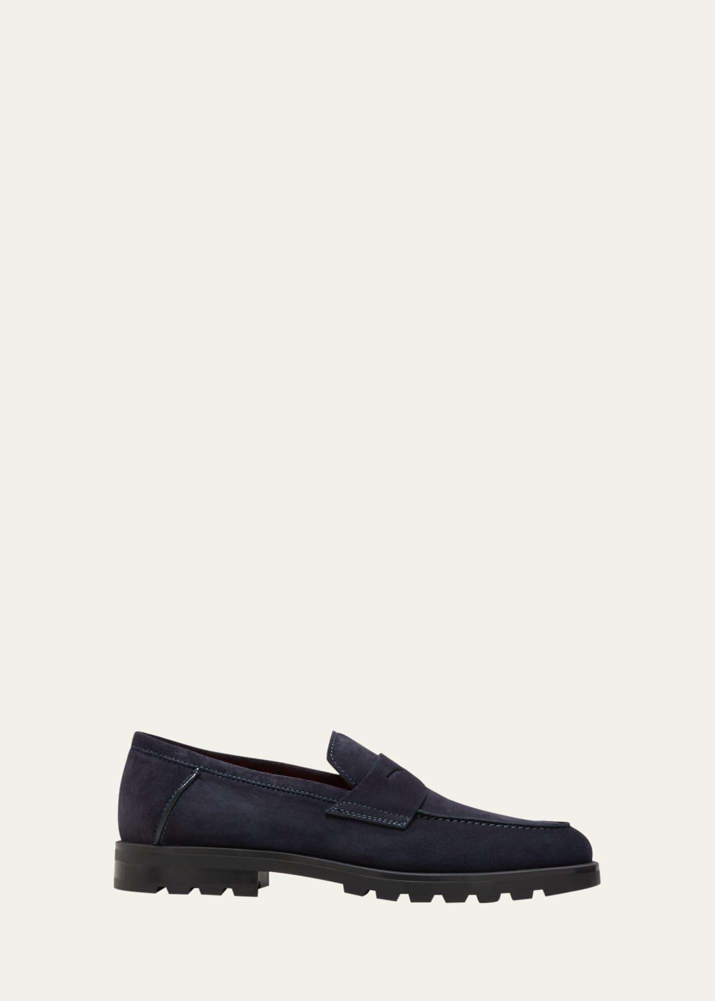 Mens Rock Suede Lug Sole Penny Loafers Product Image