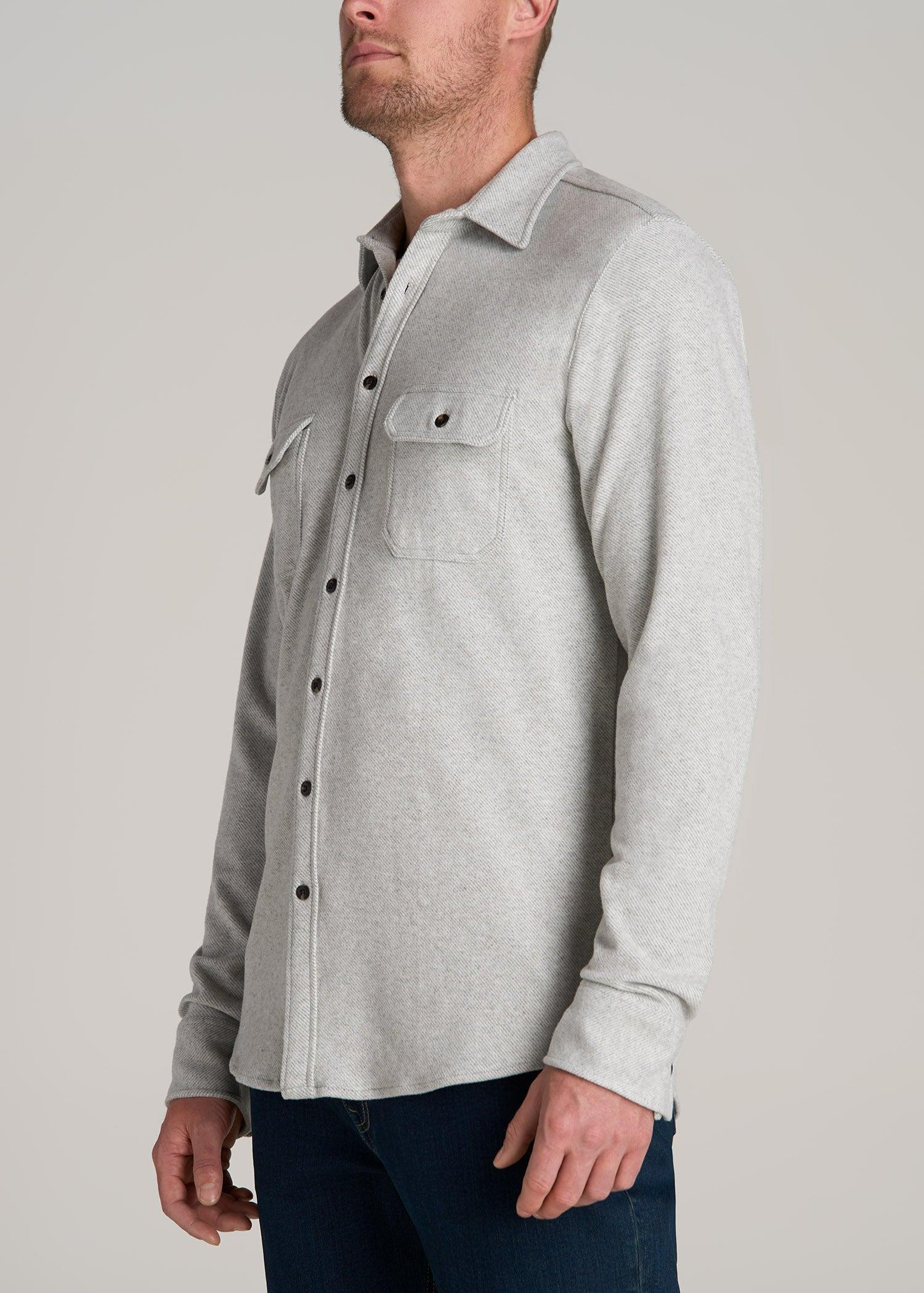 Stretch Flannel Button Tall Men's Shirt in True Navy Product Image