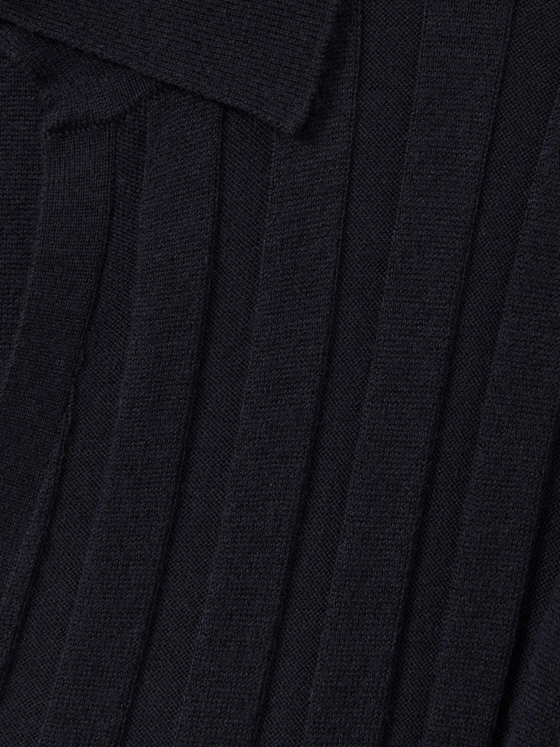 Petite Knitted Open-Collar Midi Dress in Navy Product Image