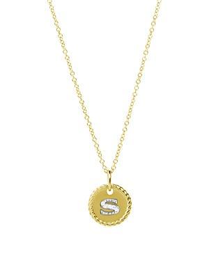 David Yurman Cable Collectibles Initial Pendant with Diamonds in Gold on Chain, 16-18 Product Image