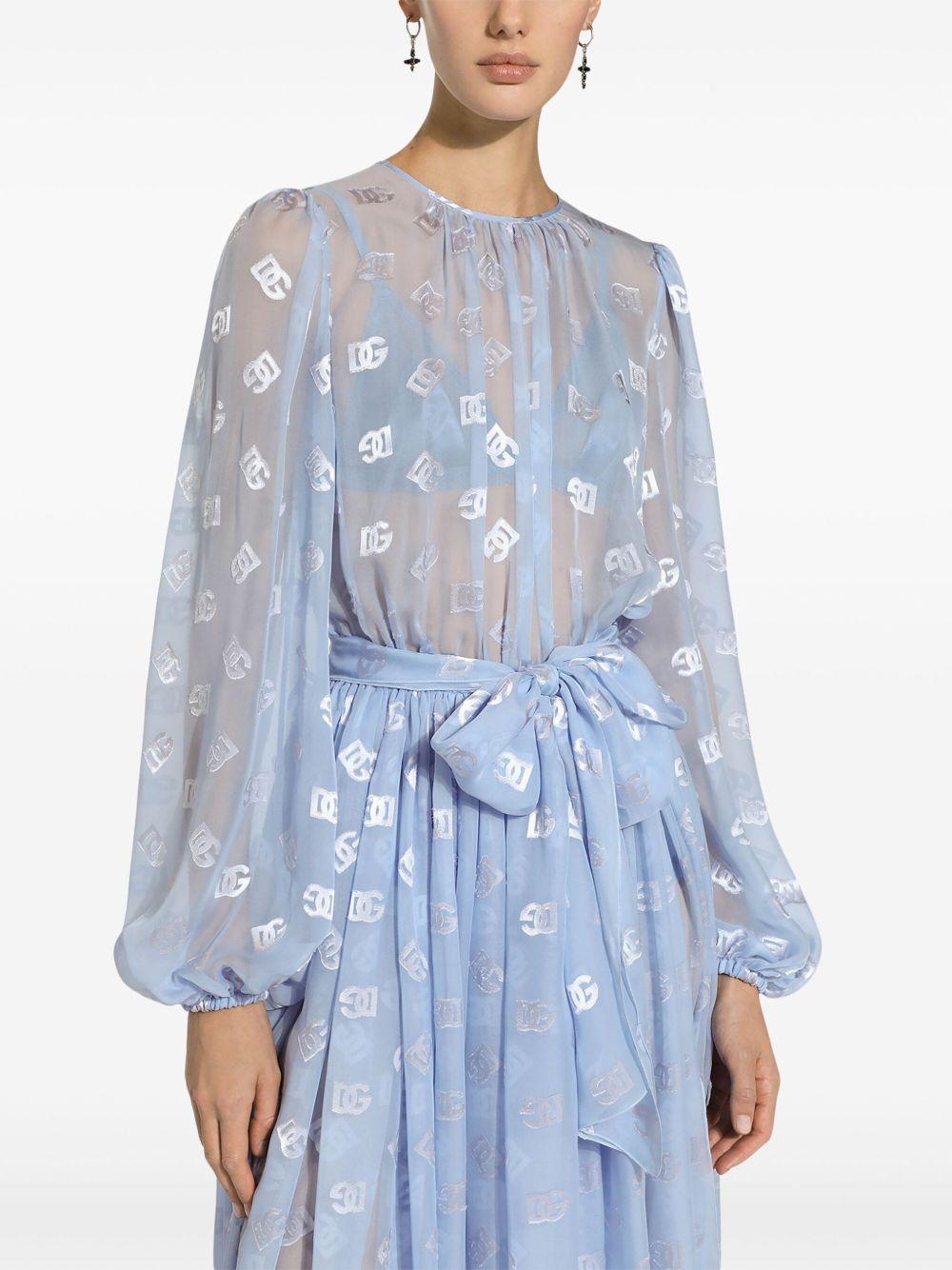 monogram-jacquard chiffon midi dress Product Image