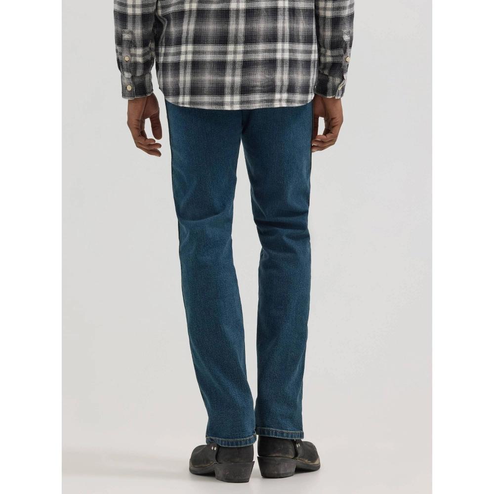 Wrangler Men's Relaxed Fit Straight Jeans - Dark Wash 38x32: Midweight Denim, Cotton Blend, Stretch, Mid Rise, Machine Washable Product Image