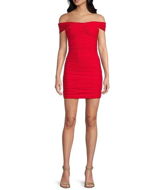 Lulus Ruched High Neck Bodycon Mini Dress Product Image
