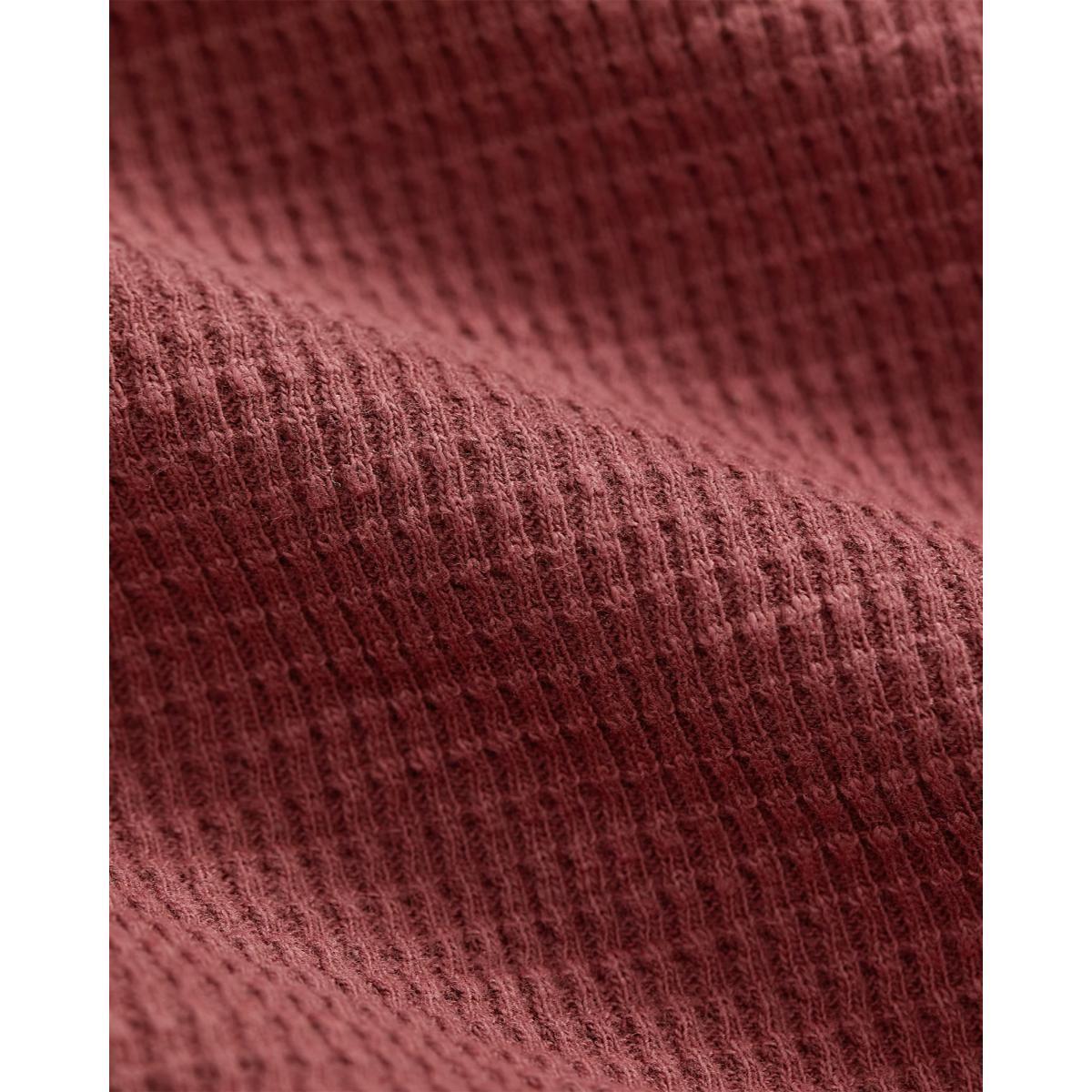 Garment-Dyed Waffle-Knit Henley Shirt Wine Product Image